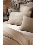 Taie d'oreiller nid d'abeille uni Alma beige foncé