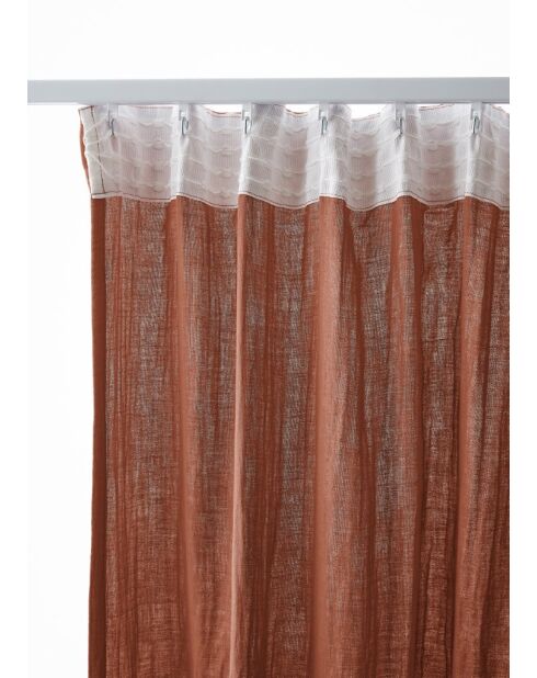 Rideau galon fronceur gaze de coton unie Gaïa orange - 140 x 240 cm