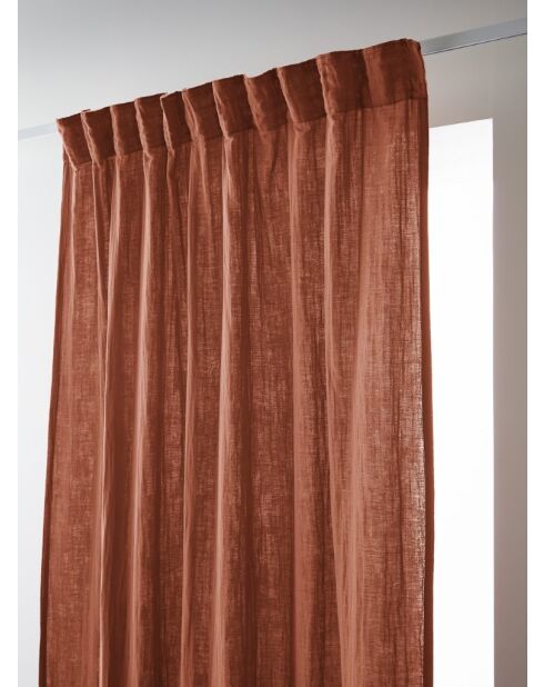 Rideau galon fronceur gaze de coton unie Gaïa orange - 140 x 240 cm