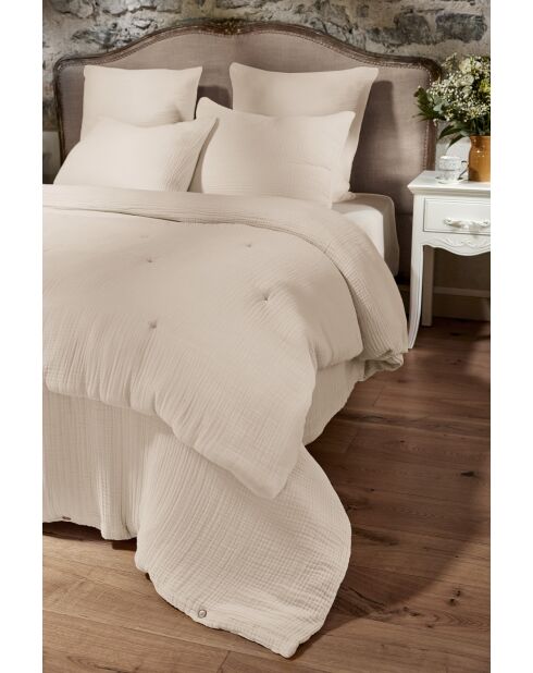 Bout de lit gaze de coton unie Ina naturel - 90 x 220 cm