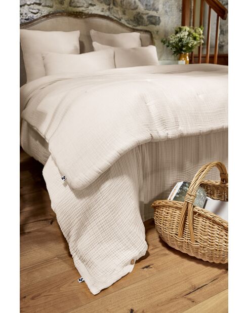 Bout de lit gaze de coton unie Ina naturel - 90 x 220 cm