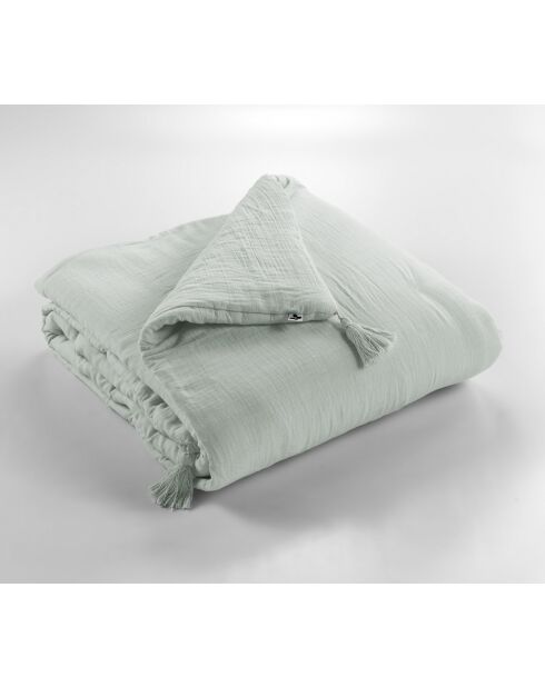 Édredon gaze de coton unie Gaïa bleu clair - 150 x 150 cm