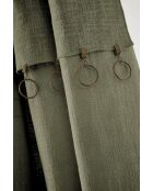 Rideau ajustable + 8 anneaux pince Slub Sixtine kaki - 140 x 270 cm