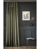 Rideau ajustable + 8 anneaux pince Slub Sixtine kaki - 140 x 270 cm