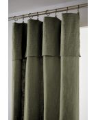 Rideau ajustable + 8 anneaux pince Slub Sixtine kaki - 140 x 270 cm