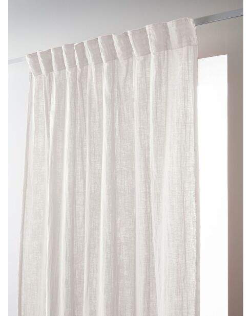 Rideau galon fronceur gaze de coton unie Gaïa blanc - 140 x 240 cm