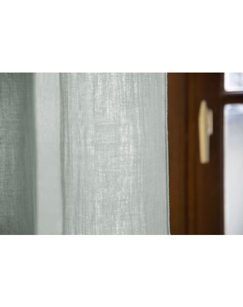 Verstellbarer Vorhang + 8 schlichte Clipringe aus Baumwollgaze Gaïa hellblau — 140 x 300 cm