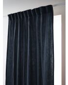 Gaïa donkerblauw effen katoenen gaasgordijn met ruches - 140 x 240 cm