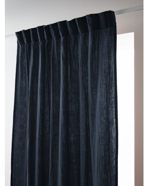 Gaïa Rüschenvorhang aus Baumwollgaze, einfarbig, 140 x 240 cm, Dunkelblau