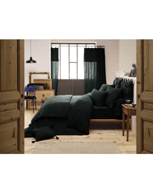 Bout de lit gaze de coton unie Gaia vert foncé - 90 x 200 cm