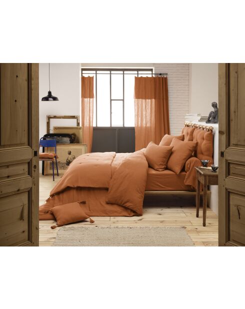 Édredon gaze de coton unie Gaïa orange clair - 150 x 150 cm