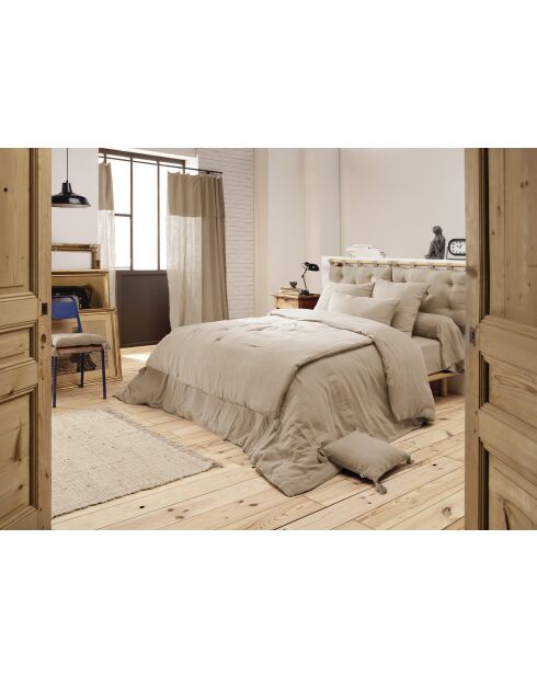 Bout de lit gaze de coton unie Gaïa beige foncé - 90 x 200 cm