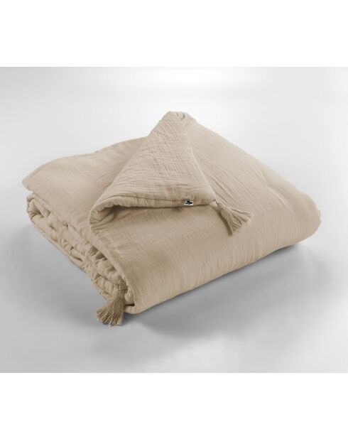 Bout de lit gaze de coton unie Gaïa beige foncé - 90 x 200 cm