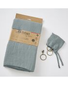 Verstellbarer Vorhang mit 8 Clips und Ringen, gewaschenes Leinen, Soline, blau, 140 x 270 cm