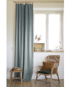 Verstellbarer Vorhang mit 8 Clips und Ringen, gewaschenes Leinen, Soline, blau, 140 x 270 cm