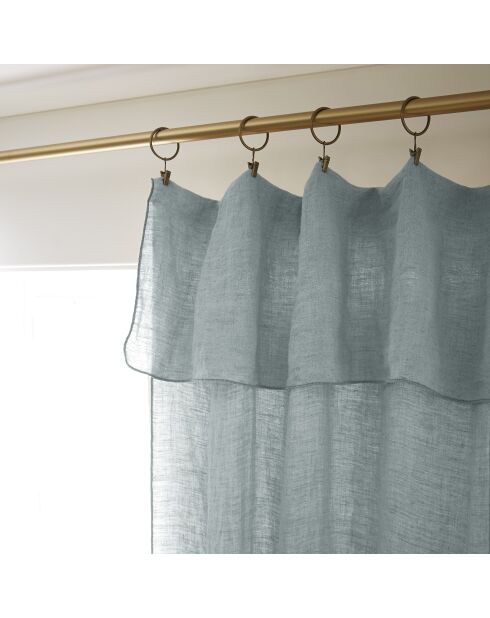 Verstellbarer Vorhang mit 8 Clips und Ringen, gewaschenes Leinen, Soline, blau, 140 x 270 cm