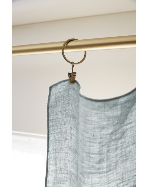 Verstellbarer Vorhang mit 8 Clips und Ringen, gewaschenes Leinen, Soline, blau, 140 x 270 cm