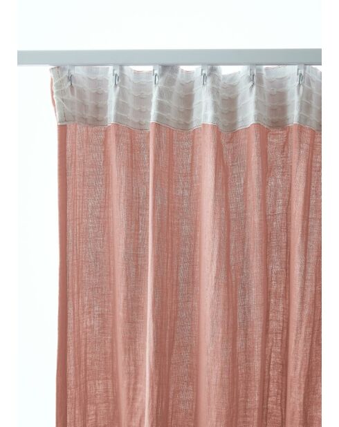 Rideau galon fronceur gaze de coton unie Gaïa rose - 140 x 240 cm