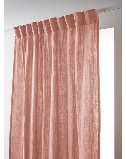 Rideau galon fronceur gaze de coton unie Gaïa rose - 140 x 240 cm