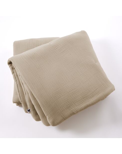 Bout de lit gaze de coton unie Ina beige foncé - 90 x 220 cm