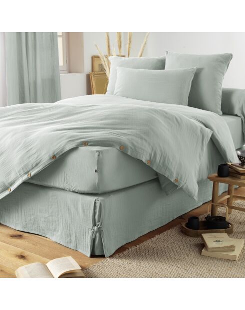 Lichtblauwe boxspring Gaïa van gewoon katoengaas