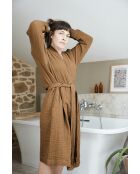Peignoir kimono mixte gaze de coton unie Gaïa marron