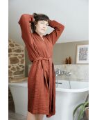 Peignoir kimono mixte gaze de coton unie Gaïa orange