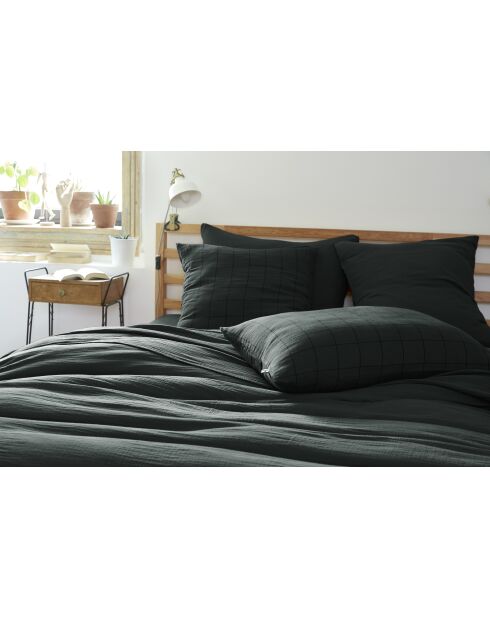 Federa in garza di cotone verde scuro Gaia Match