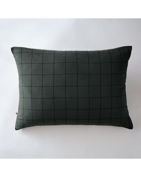 Federa in garza di cotone verde scuro Gaia Match