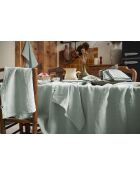 Nappe rectangle lin lavé Soline bleu clair