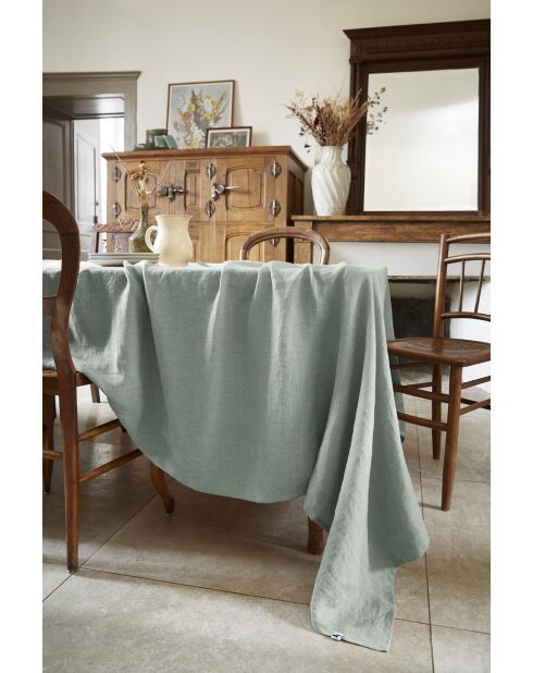 Nappe rectangle lin lavé Soline bleu clair