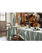Nappe rectangle lin lavé Soline bleu clair