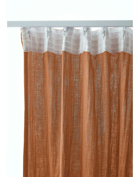 Gaïa Rüschenvorhang aus Baumwolle, einfarbig, hellorange, 140 x 240 cm