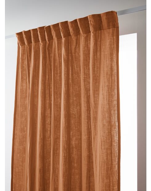 Gaïa Rüschenvorhang aus Baumwolle, einfarbig, hellorange, 140 x 240 cm
