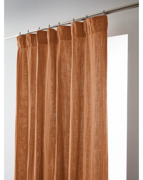 Gaïa Rüschenvorhang aus Baumwolle, einfarbig, hellorange, 140 x 240 cm