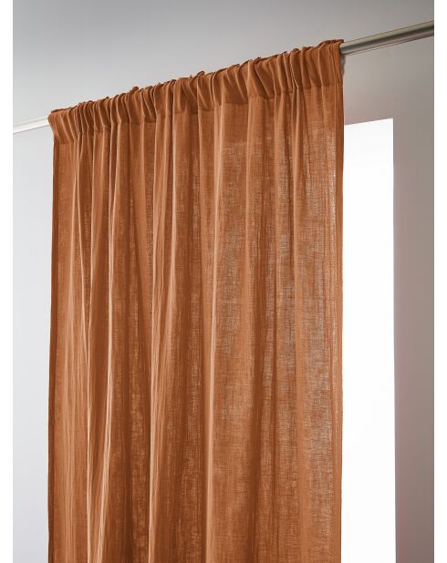 Rideau galon fronceur gaze de coton unie Gaïa orange clair - 140 x 240 cm