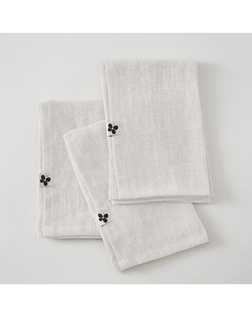 Lot de 3 Serviettes lin lavé Soline blanches - 40 x 40 cm