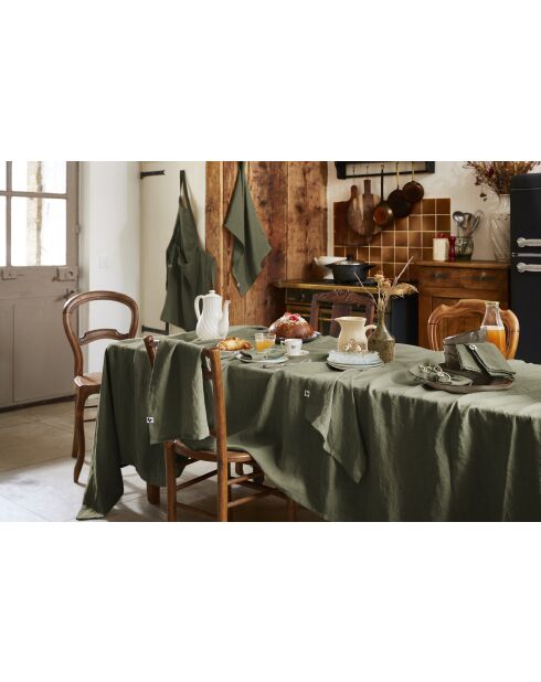 Nappe rectangle lin lavé Soline kaki