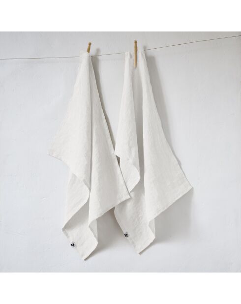 Set van 2 witte theedoeken van gewassen linnen Soline - 50 x 70 cm