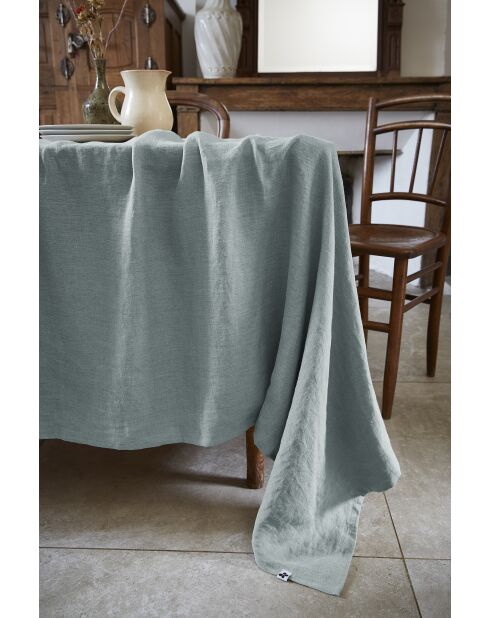 Nappe rectangle lin lavé Soline bleu