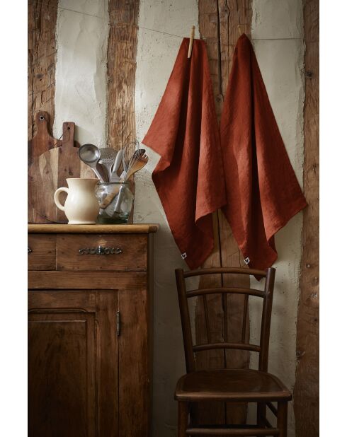 Set van 2 oranje vaatdoeken van gewassen linnen Soline - 50 x 70 cm