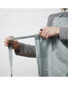 Tablier ajustable lin lavé Soline bleu - 70 x 85 cm