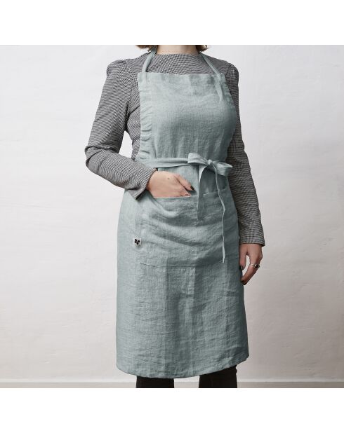 Grembiule regolabile Soline in lino lavato blu - 70 x 85 cm