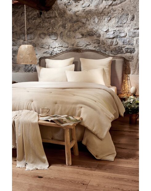 Bout de lit nid d'abeille uni Alma naturel - 90 x 200 cm