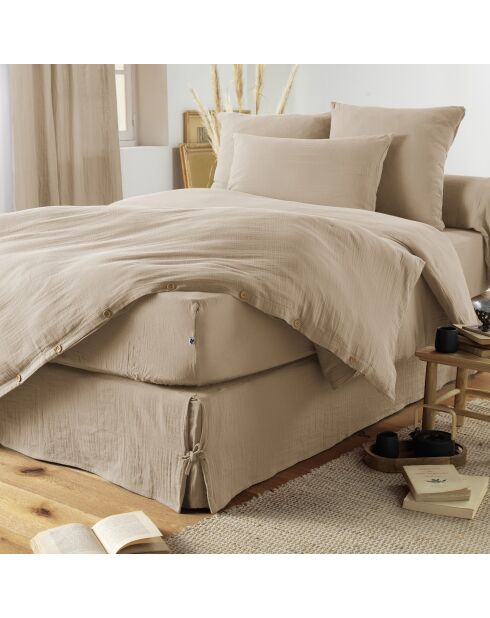 Donkerbeige boxspring Gaïa van gewoon katoengaas