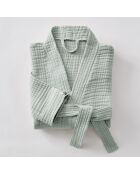 Peignoir kimono mixte gaze de coton unie Gaïa bleu clair