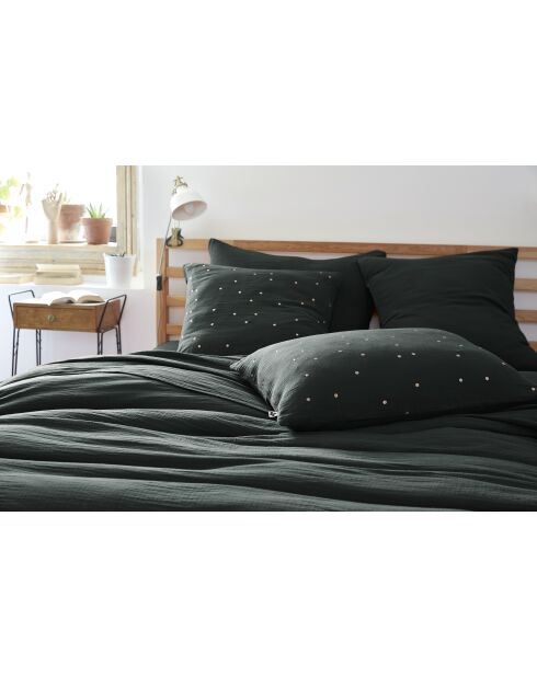 Federa in garza di cotone verde scuro Gaia Chic