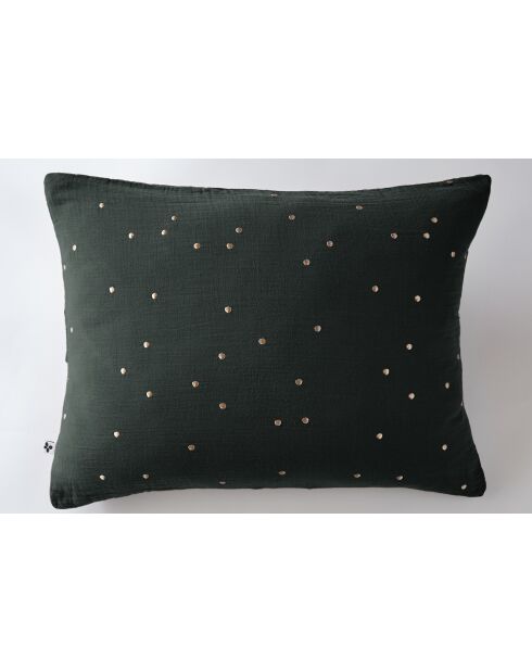Federa in garza di cotone verde scuro Gaia Chic