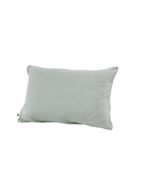 Taie d'oreiller gaze de coton unie Gaïa bleu clair