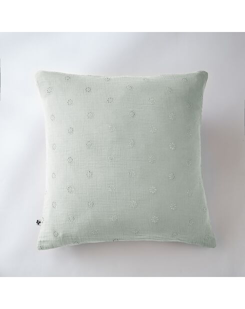 Taie d'oreiller gaze de coton Gaïa Boho bleu clair
